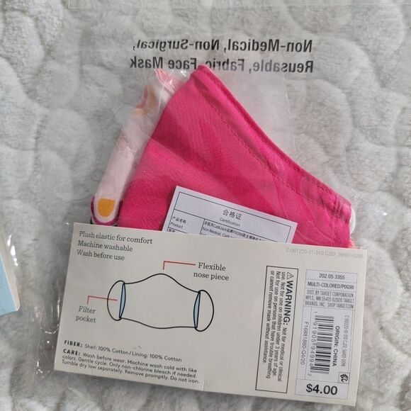 Kids face mask bundle Jojo Siwa floral rainbows pink striped - Picture 4 of 7